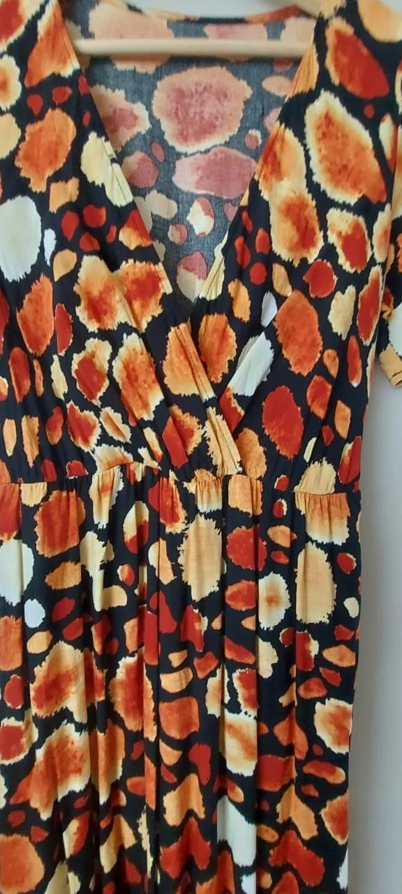 Vestido largo de verano con escote en V y estampado, talla 42 – photo 2